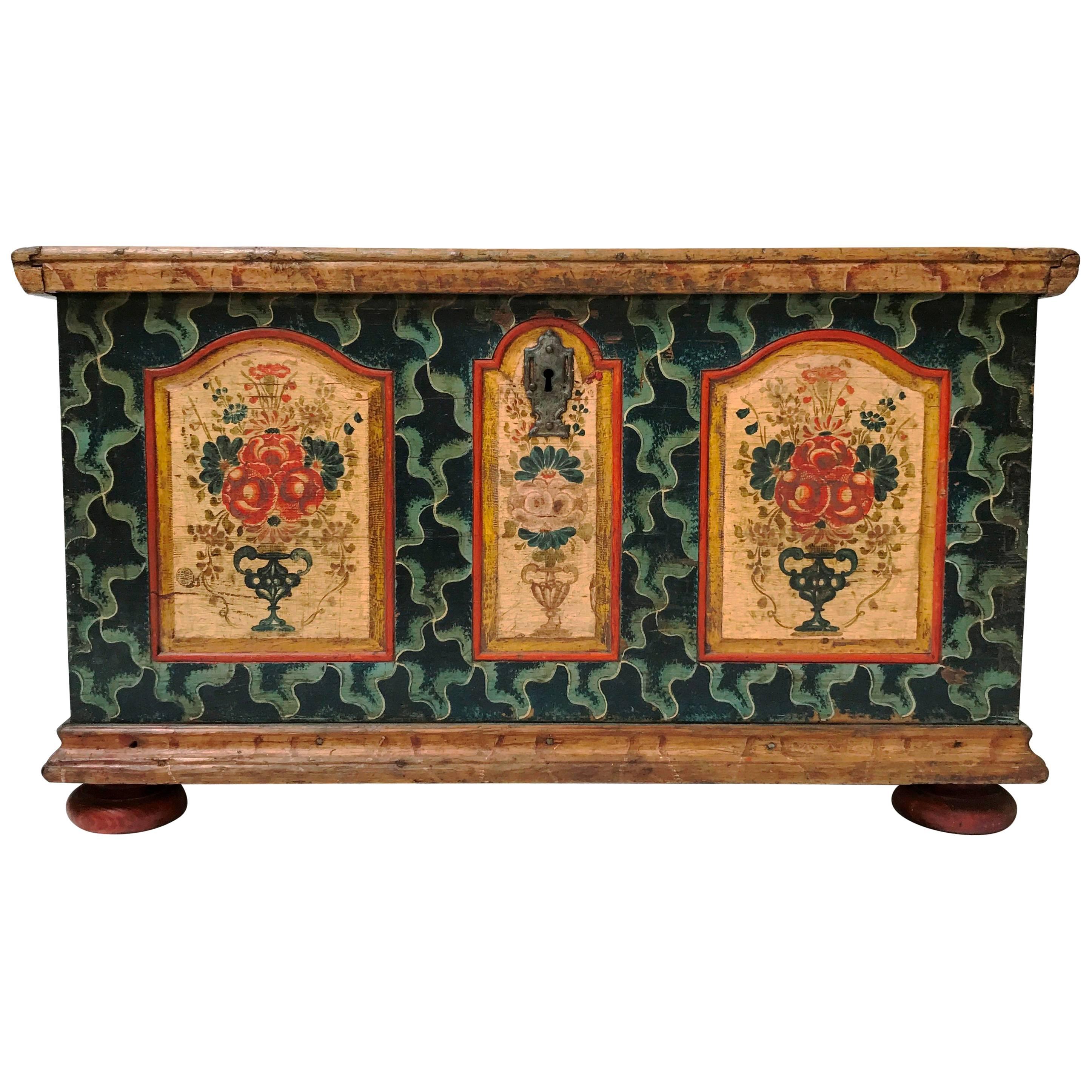 18th Century Austrian Painted Chest For Sale