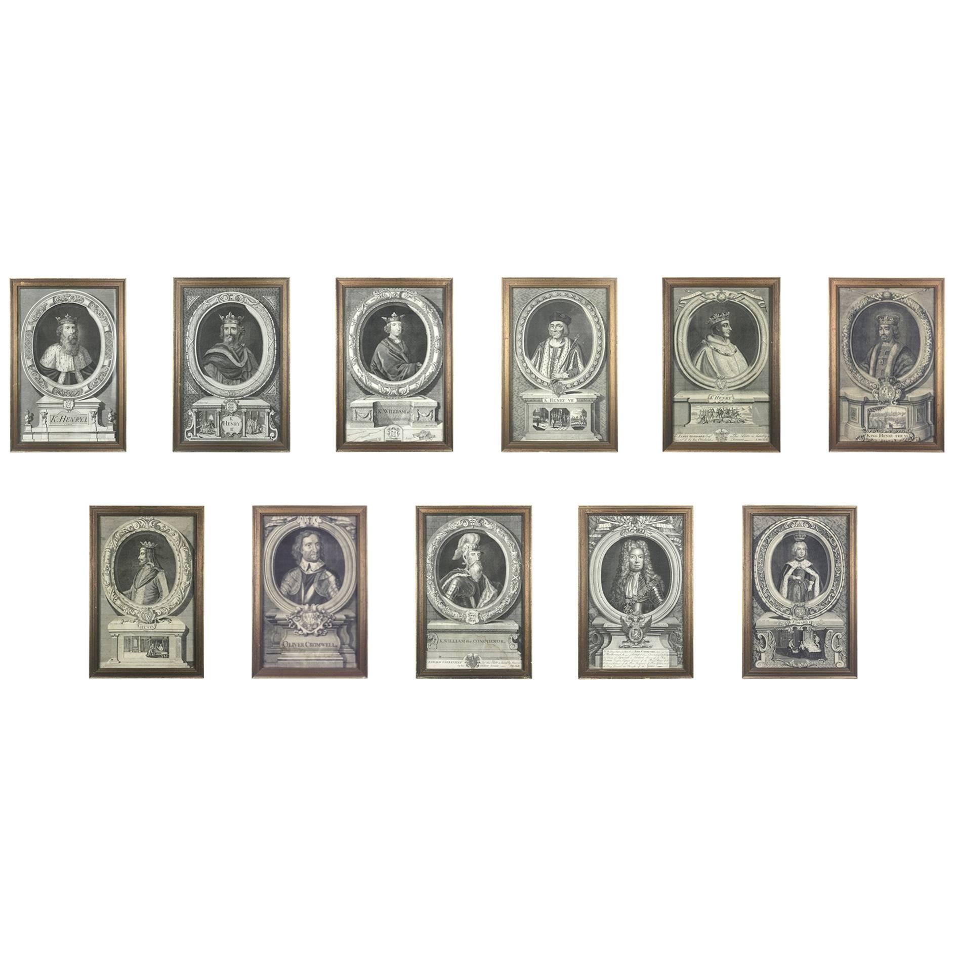 Set of 11 Framed Engravings of Illustrious Persons of Great Britain, circa 1750