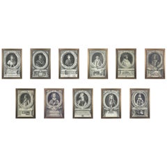 Set of 11 Framed Engravings of Illustrious Persons of Great Britain, circa 1750