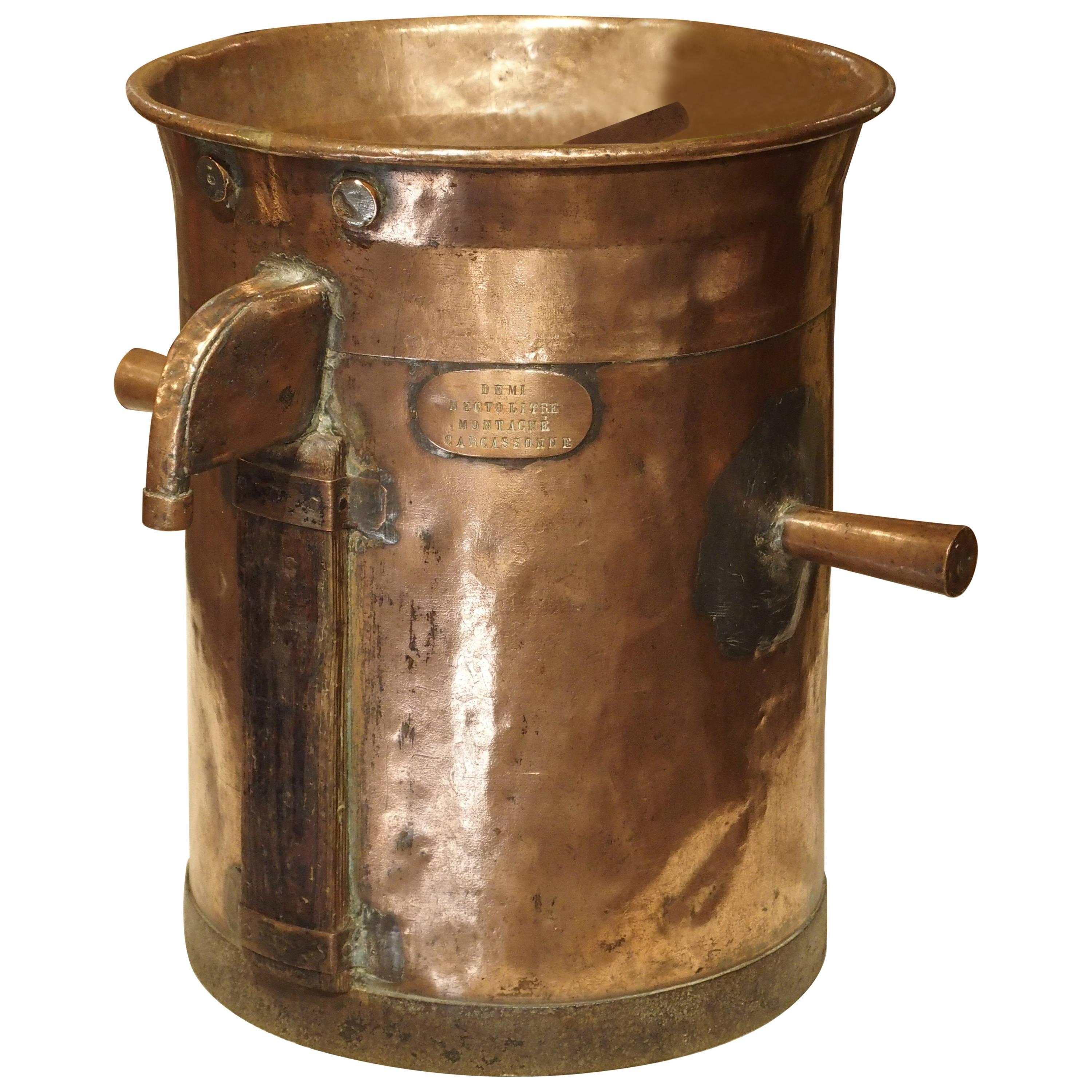 Antique Copper 50 Liter Wine Vessel from Carcassonne France, circa 1850