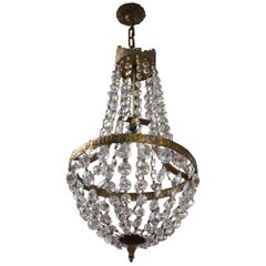 Antique Petite 19th Century Crystal Empire Chandelier