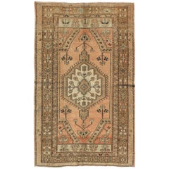 Peach Colored Floral Vintage Turkish Oushak Rug with Multiple Ornate Borders