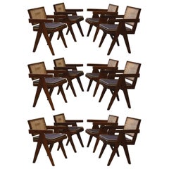 Pierre Jeanneret, Rare Set of 12 Office Chairs