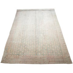 Oversized Light-Blue Indian Agra Rug, circa 1920