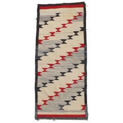 Vintage Navajo Carpet, Folk Rug, Handmade Wool, Beige, Red, Tan