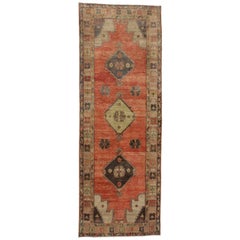 Vintage Turkish Oushak Runner with Modern Rustic and Eclectic Northwestern Style