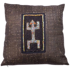 Antique Kuba Cloth with Antique Yourba Beading Pillow