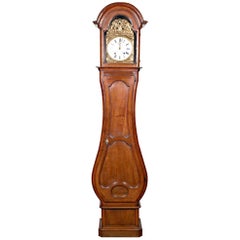 18th Century French Louis XV Period 8-Day Comtoise Walnut Longcase Clock
