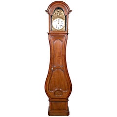 18th Century French Louis XV Period 8-Day Comtoise Walnut Longcase Clock