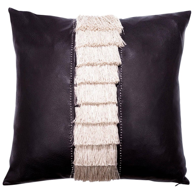 Fine Calf Leather And Fringe Pillow For Sale At 1stdibs