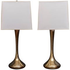 Pair of Brass Laurel Lamps
