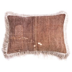 Antique Sakaraburkuo Sake Bag with Cream Fringe Pillow