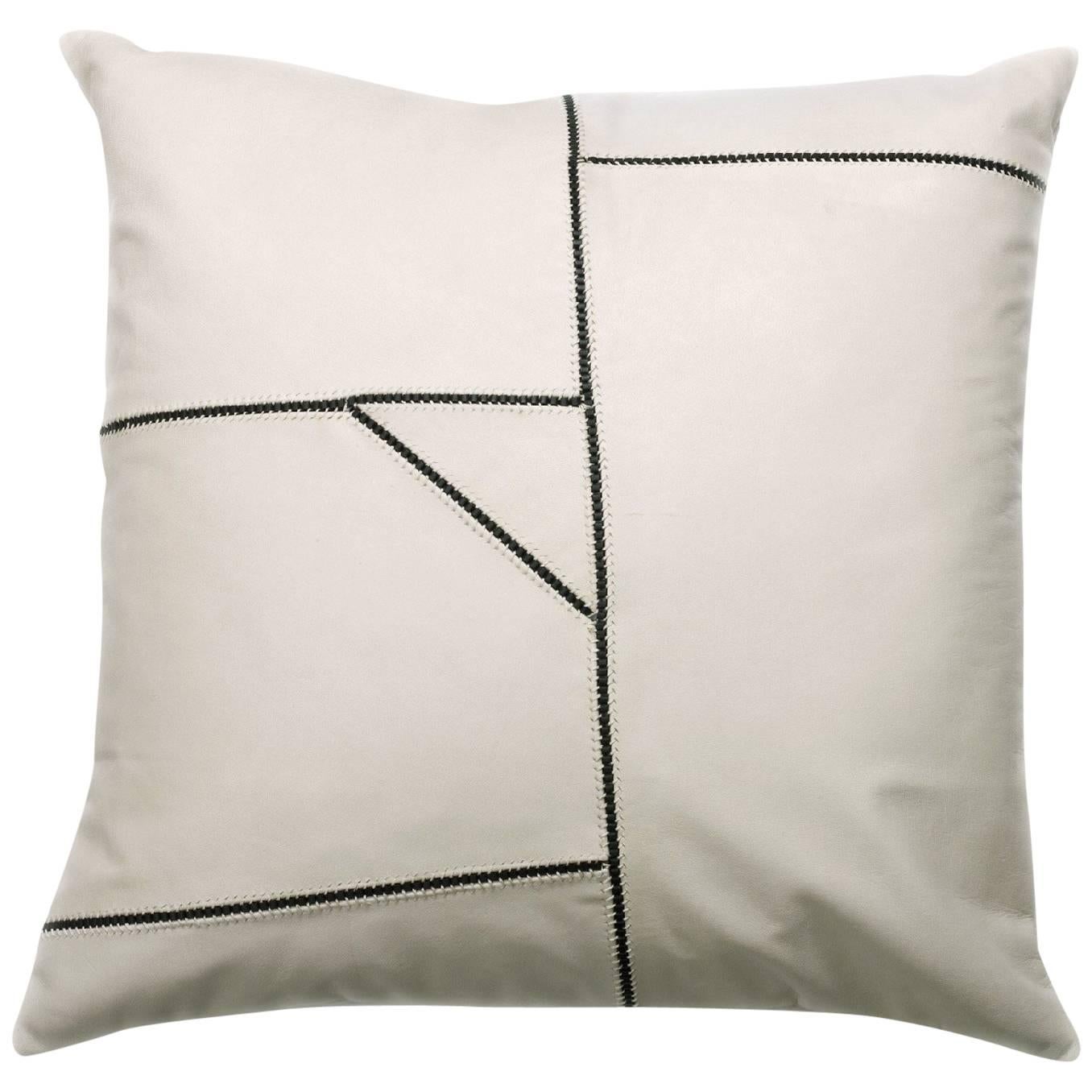 Matte Cream Leather with Chain Detail Pillow