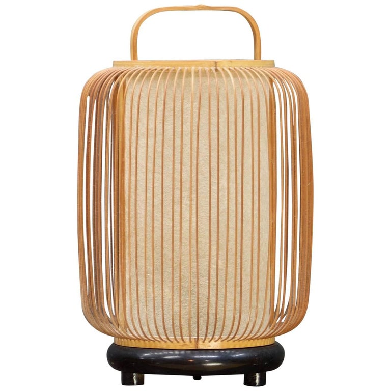 Vintage Midcentury Japanese Hamada Lantern Bamboo Paper Lamp Bohemian