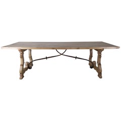 Antique Spanish Baroque Style Walnut Refractory Dining Table, circa 1900s