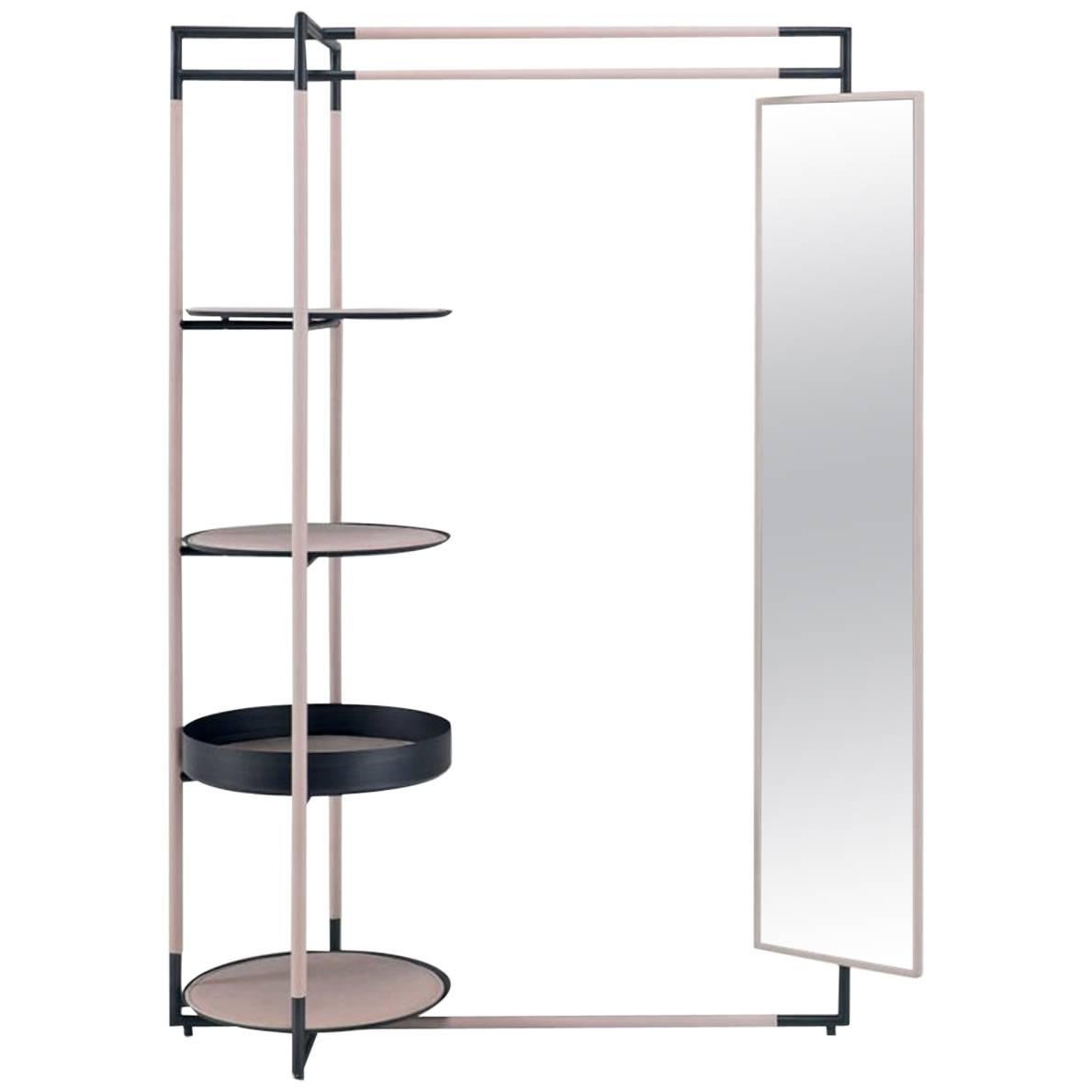 Bak Valet Stand with Mirror, Ferruccio Lavi in Leather & Steel in Various Colors For Sale