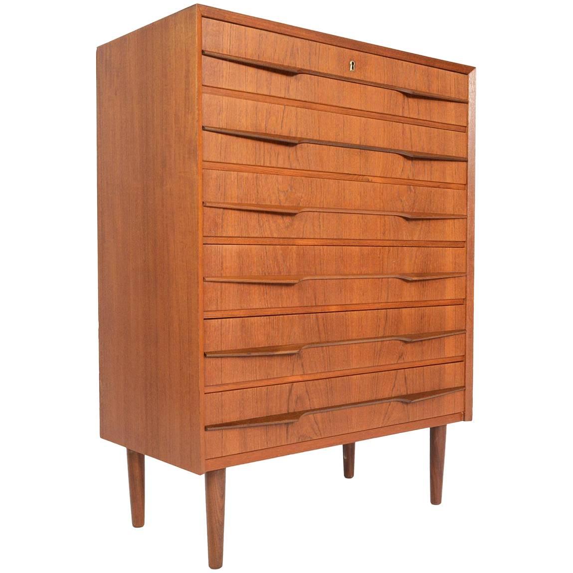 Wild Atomic Danish Modern Midcentury Highboy Dresser in Teak