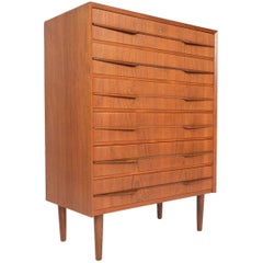 Wild Atomic Danish Modern Midcentury Highboy Dresser in Teak