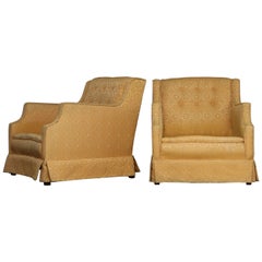 Mid-Century Modern Pair of Upholstered Club Chairs Frames Only