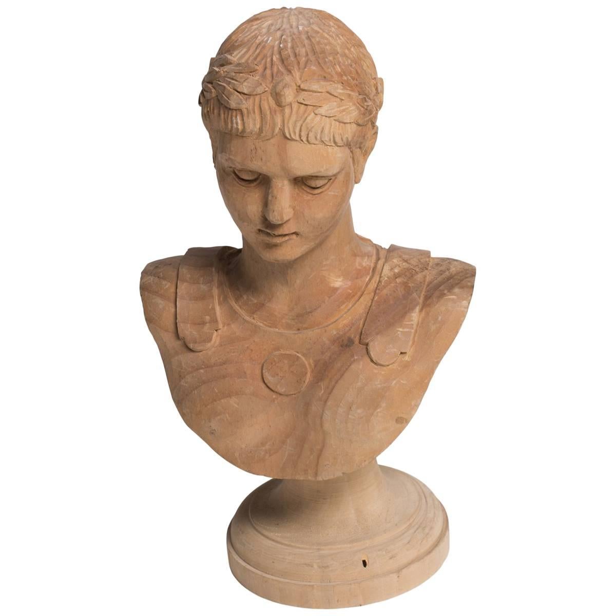 Busto Cesare Wood Sculpture