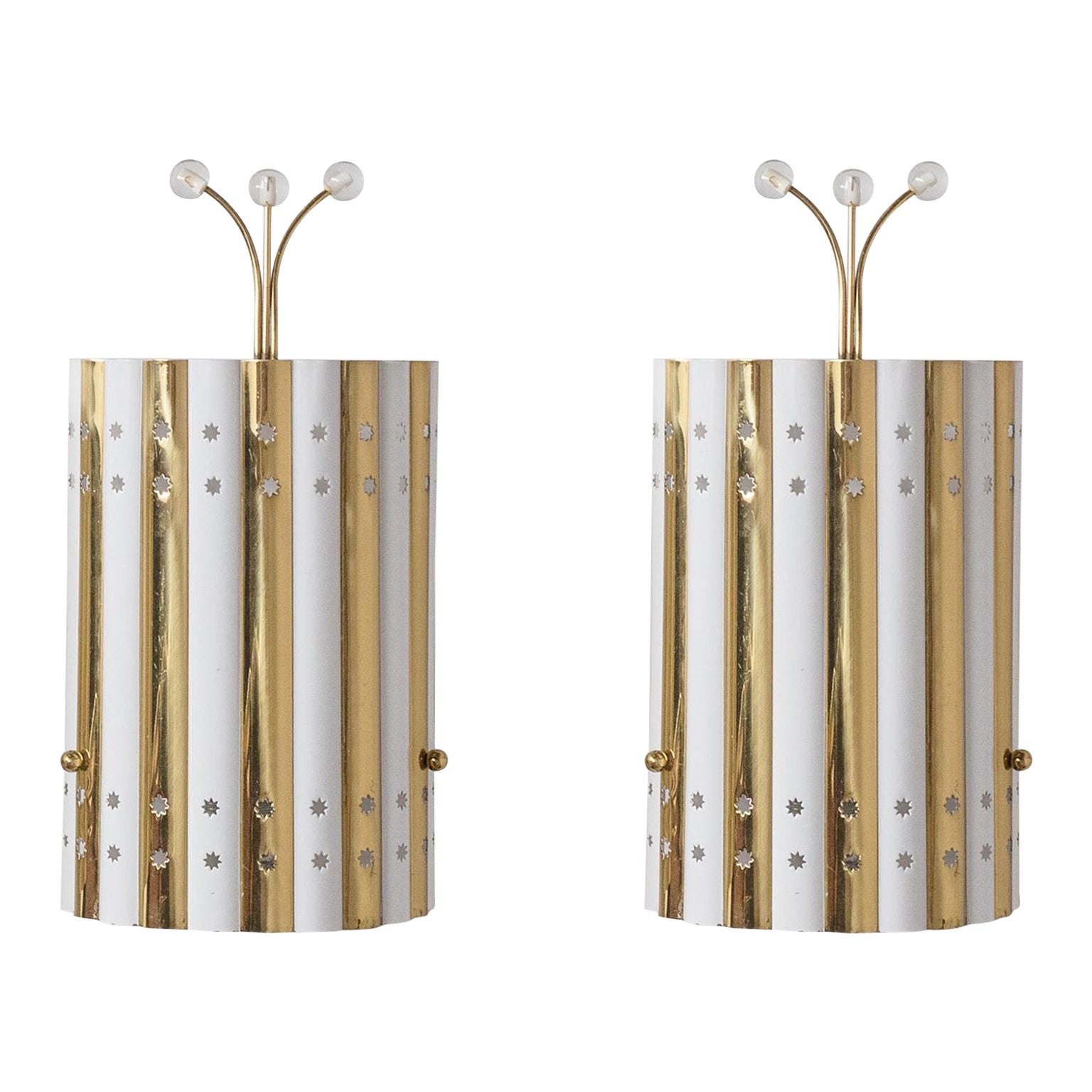 Rare Brass and Glass Sconces, 1950s