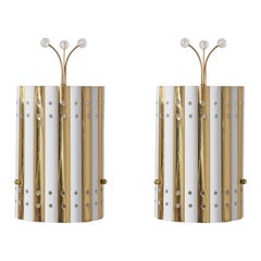 Vintage Rare Brass and Glass Sconces, 1950s