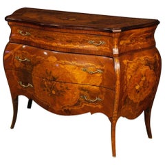 Italian Inlaid Chest Of Drawers In Wood In Louis XV Style 20th Century