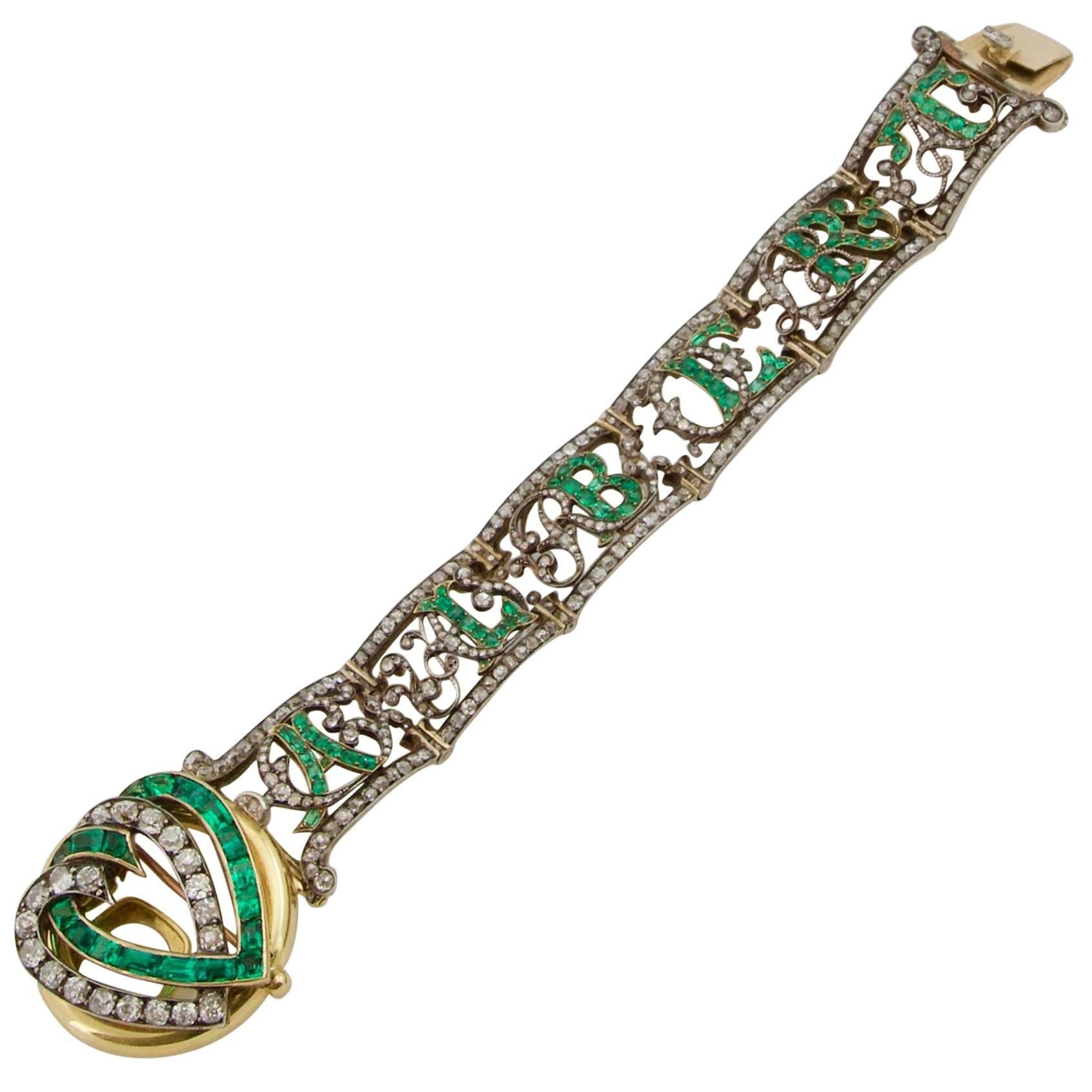 19th Century of Saxony Historical and Royal Emeralds and Diamonds Bracelet 1853 For Sale