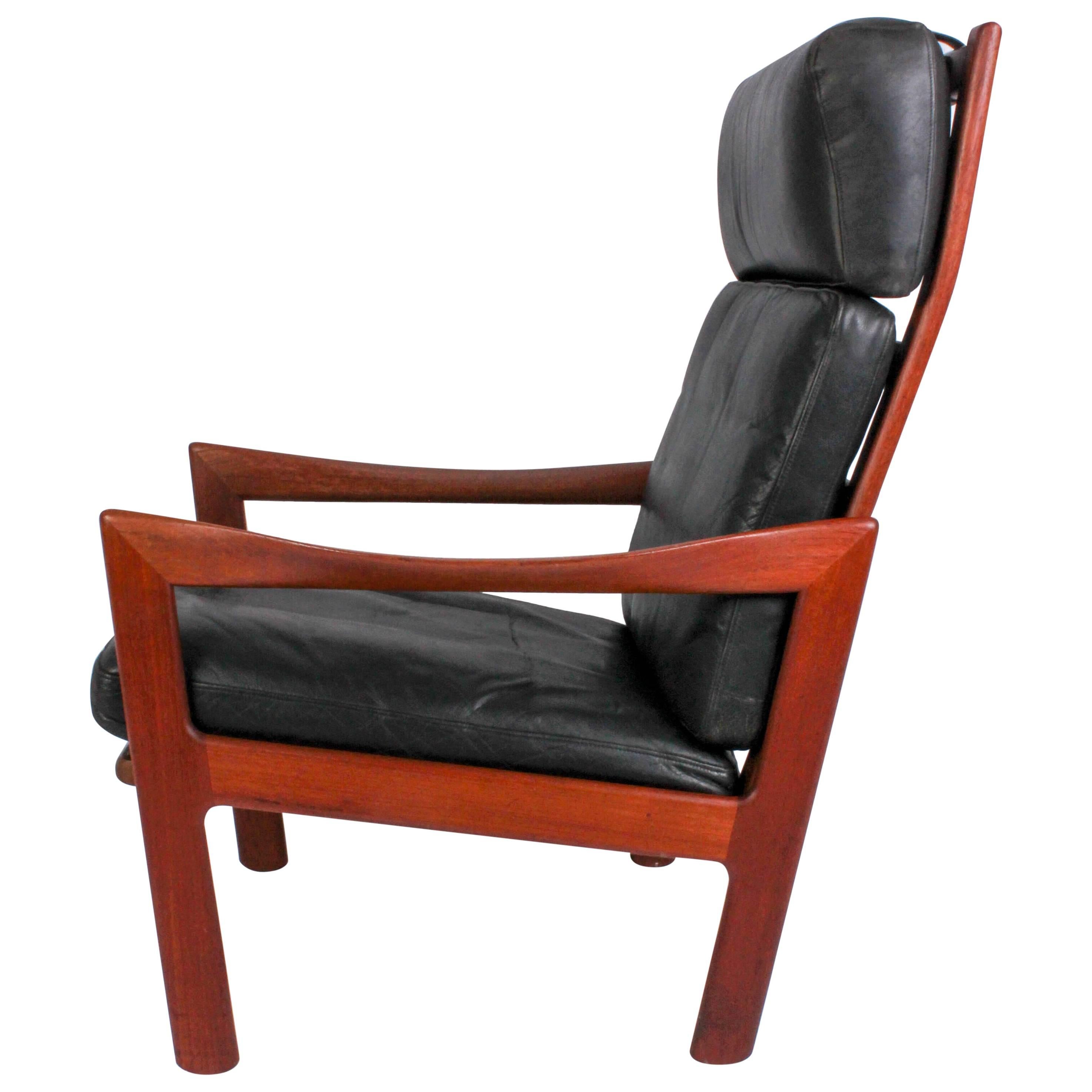 Illum Wikkelsø Midcentury High Back Teak Lounge Chair for Niels Eilersen For Sale