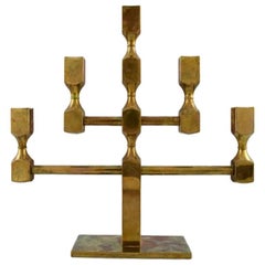 Gusum Metal, Brass Candlestick for Five Light, Swedish Design