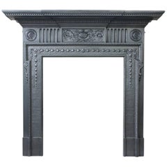 Antique 19th Century Victorian Neoclassical Cast Iron Fireplace Surround