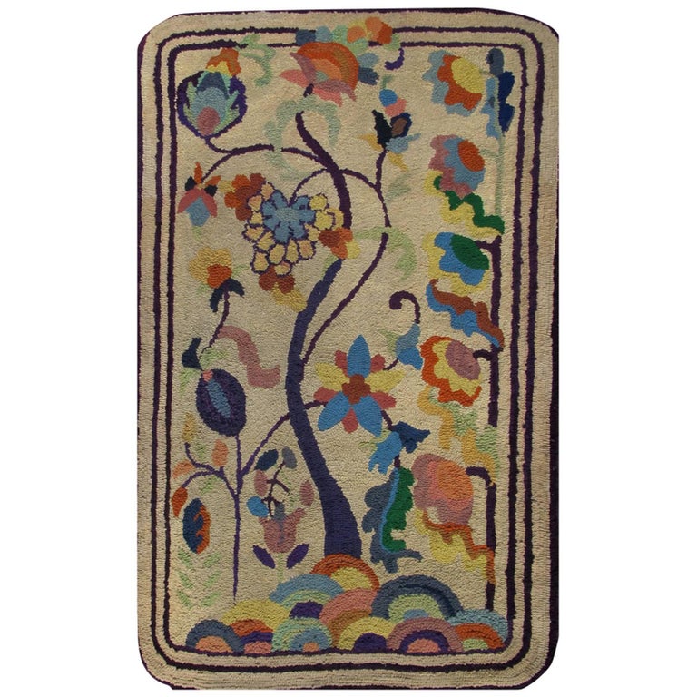 Vintage Large American Hook Rug For Sale at 1stdibs
