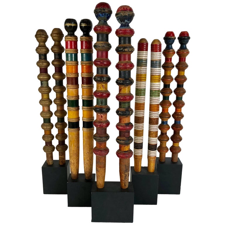 Collection of Antique and Vintage Colorful Croquet Posts in Custom