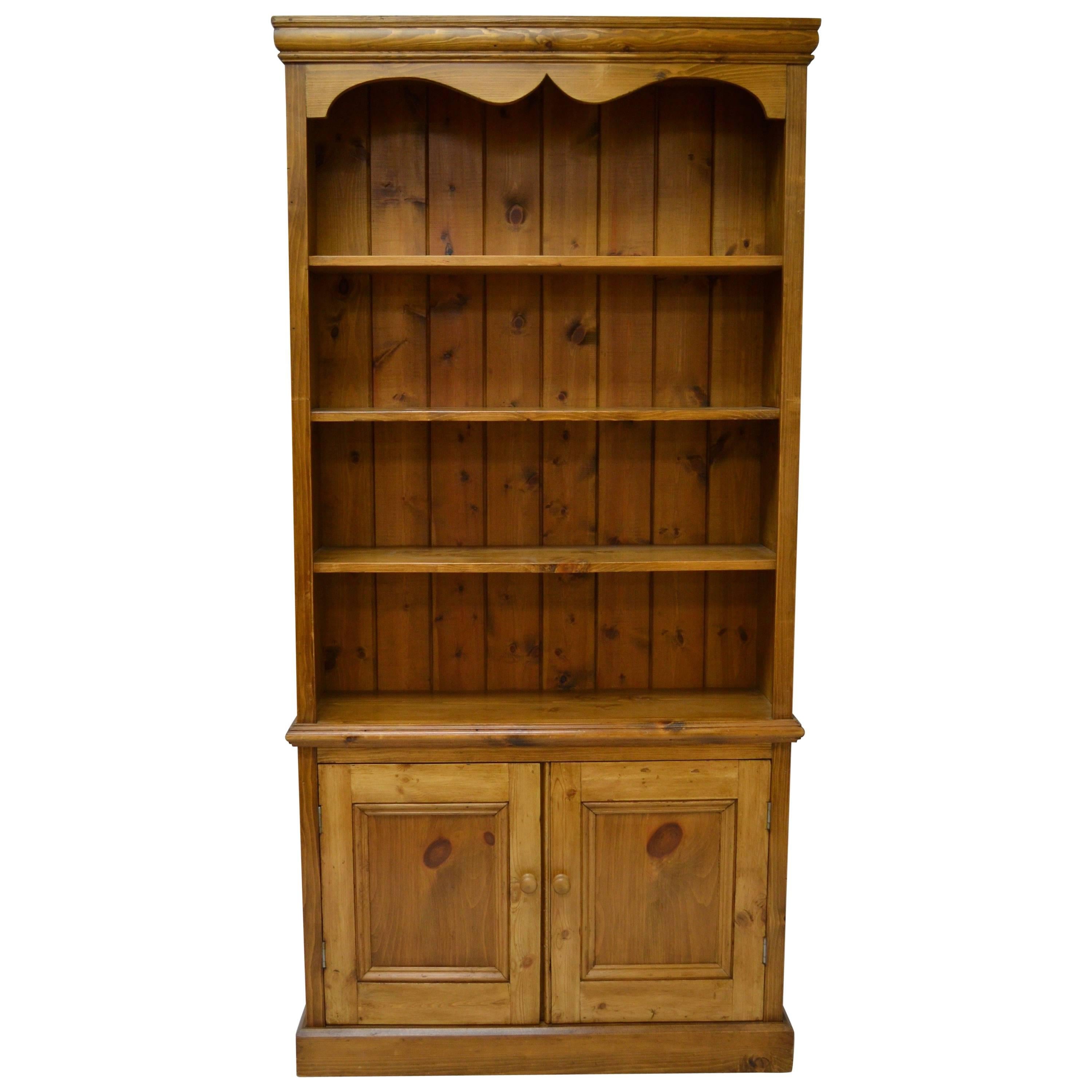 Vintage Pine Bookcase with Two Doors