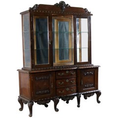 Vintage Louis XV Style Two-Piece Vitrine or China Cabinet