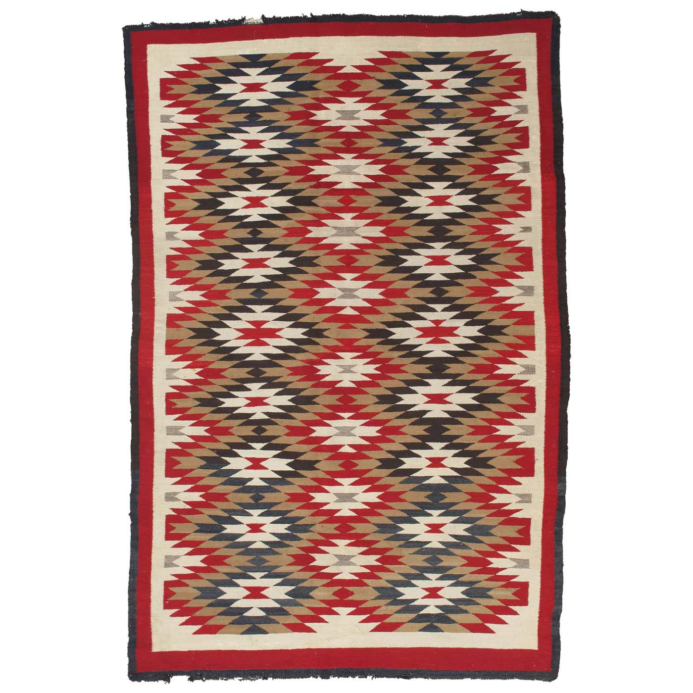 Vintage Navajo Carpet, Folk Rug, Handmade Wool, Beige, Red, Tan For ...
