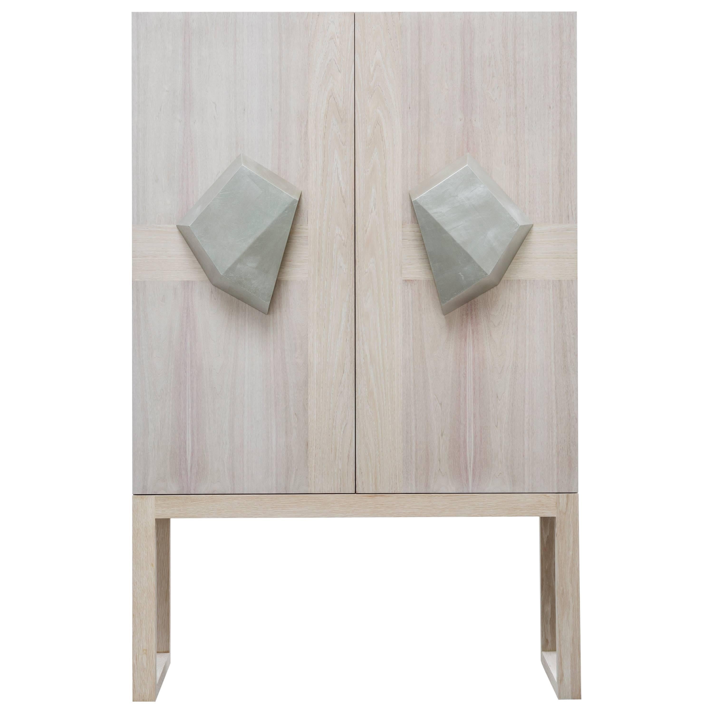 COUER CABINET - Modern Cabinet with Bleached Oak and Walnut Doors For Sale