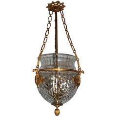Wonderful French Bronze Crystal Neoclassical Empire Ormolu Lantern Chandelier