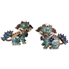 Pair of Chinese Pottery/Ceramic Foo Dogs