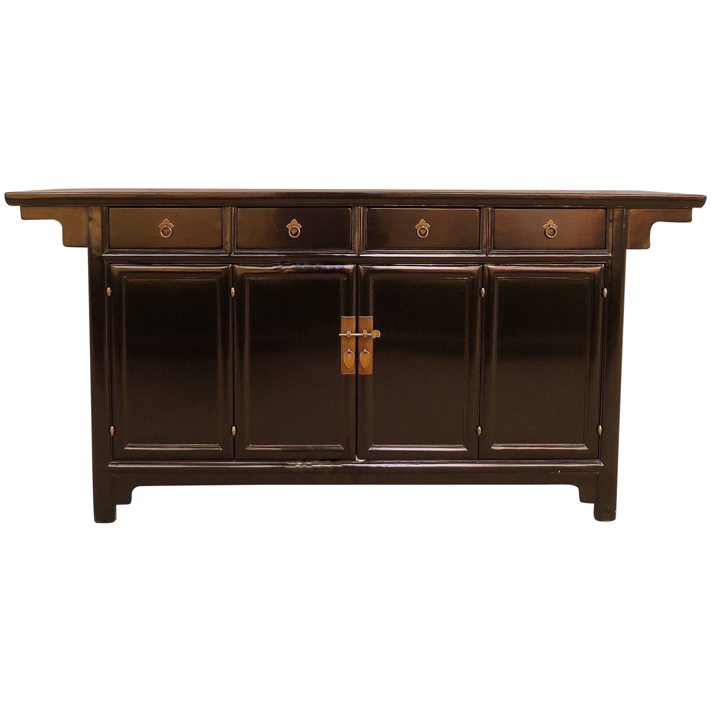Refined Black Lacquer Sideboard