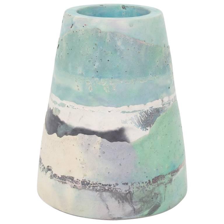 Vesta Concrete Vase in Detritus Pattern, Handmade Organic Modern Vessel in Stock For Sale