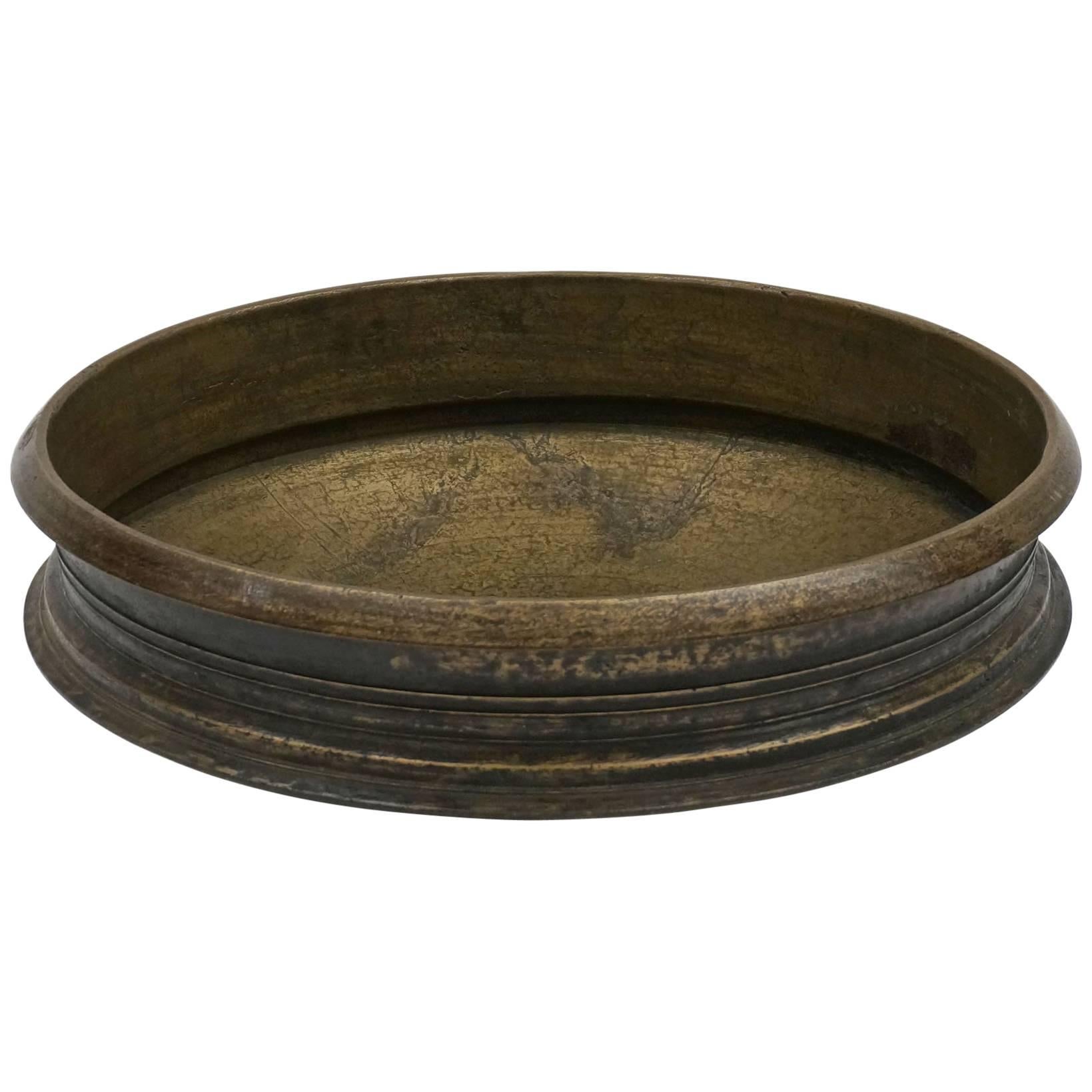 Large Bronze Ceremonial "Urli" Bowl, India, circa 1920 For Sale