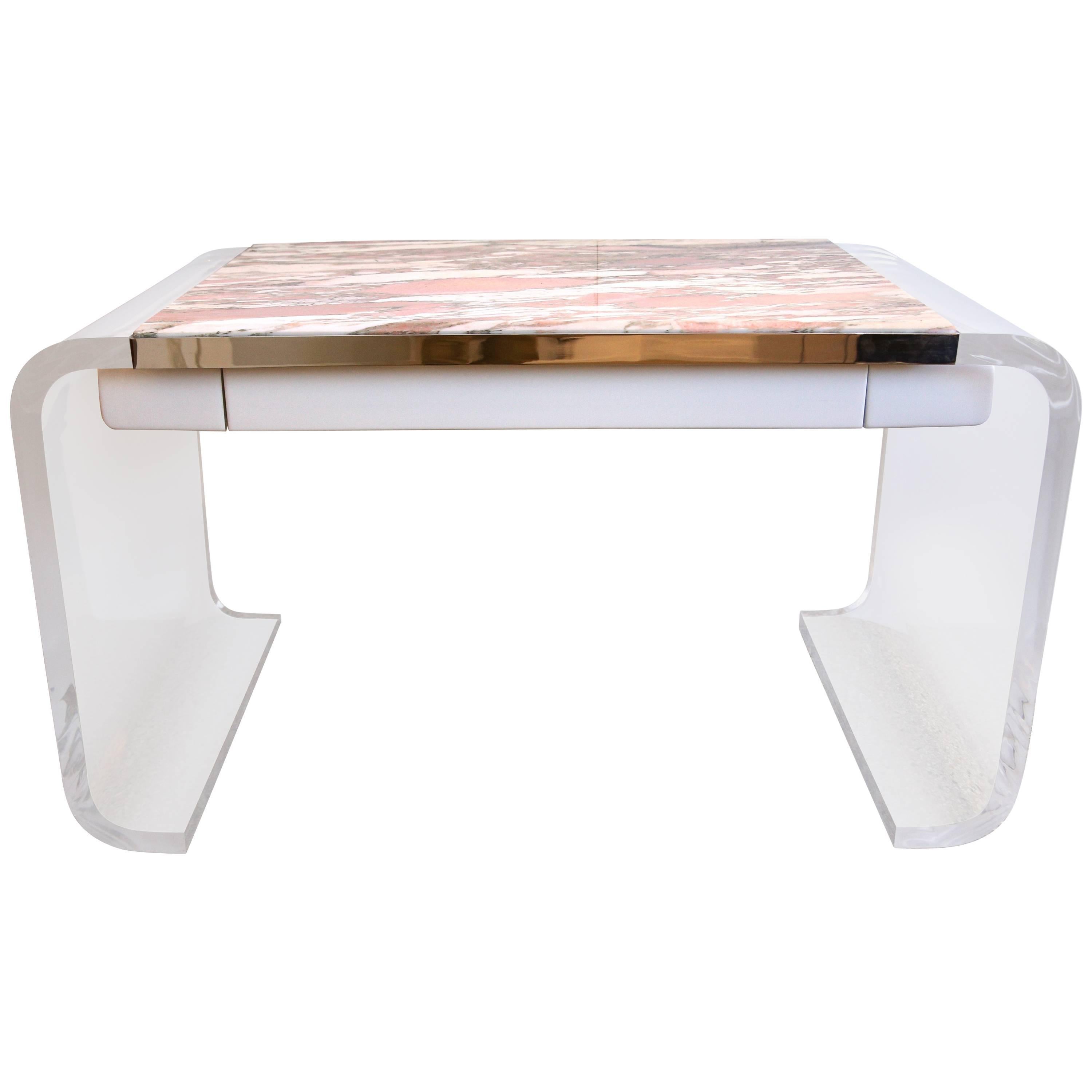 Vanity-Desk in Lucite and Marble