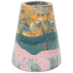 Vesta Concrete Vase in Detritus Pattern, Handmade Organic Modern Vessel in Stock