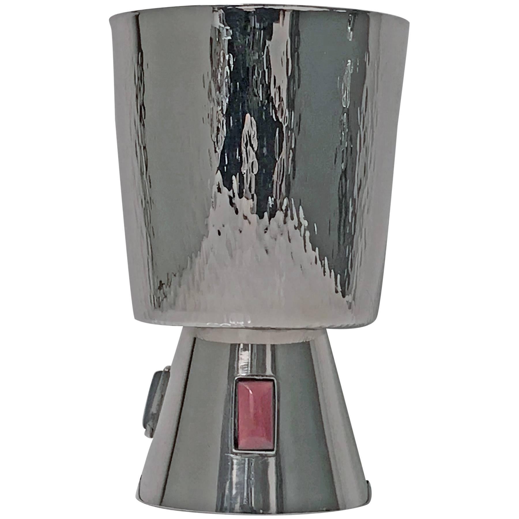 1970s Sterling Silver and Agate Goblet 