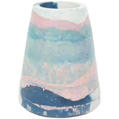 Vesta Concrete Vase in Detritus Pattern, Handmade Organic Modern Vessel in Stock