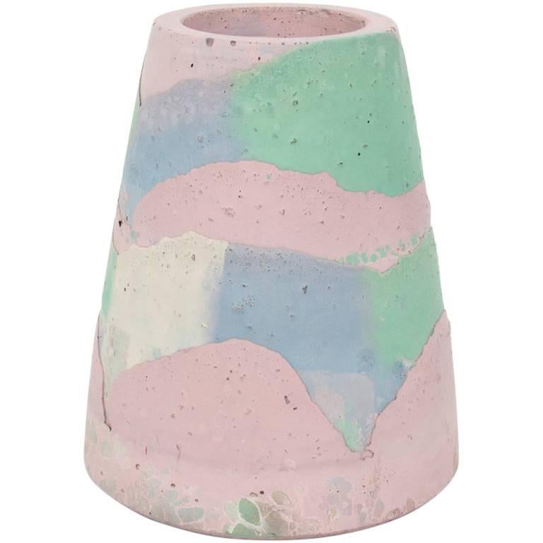 Vesta Concrete Vase in Detritus Pattern, Handmade Organic Modern Vessel in Stock For Sale