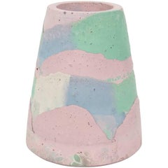 Vesta Concrete Vase in Detritus Pattern, Handmade Organic Modern Vessel in Stock