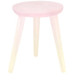 Glow Side Table or Stool in Pink to Yellow, Handmade from Recycled Resin