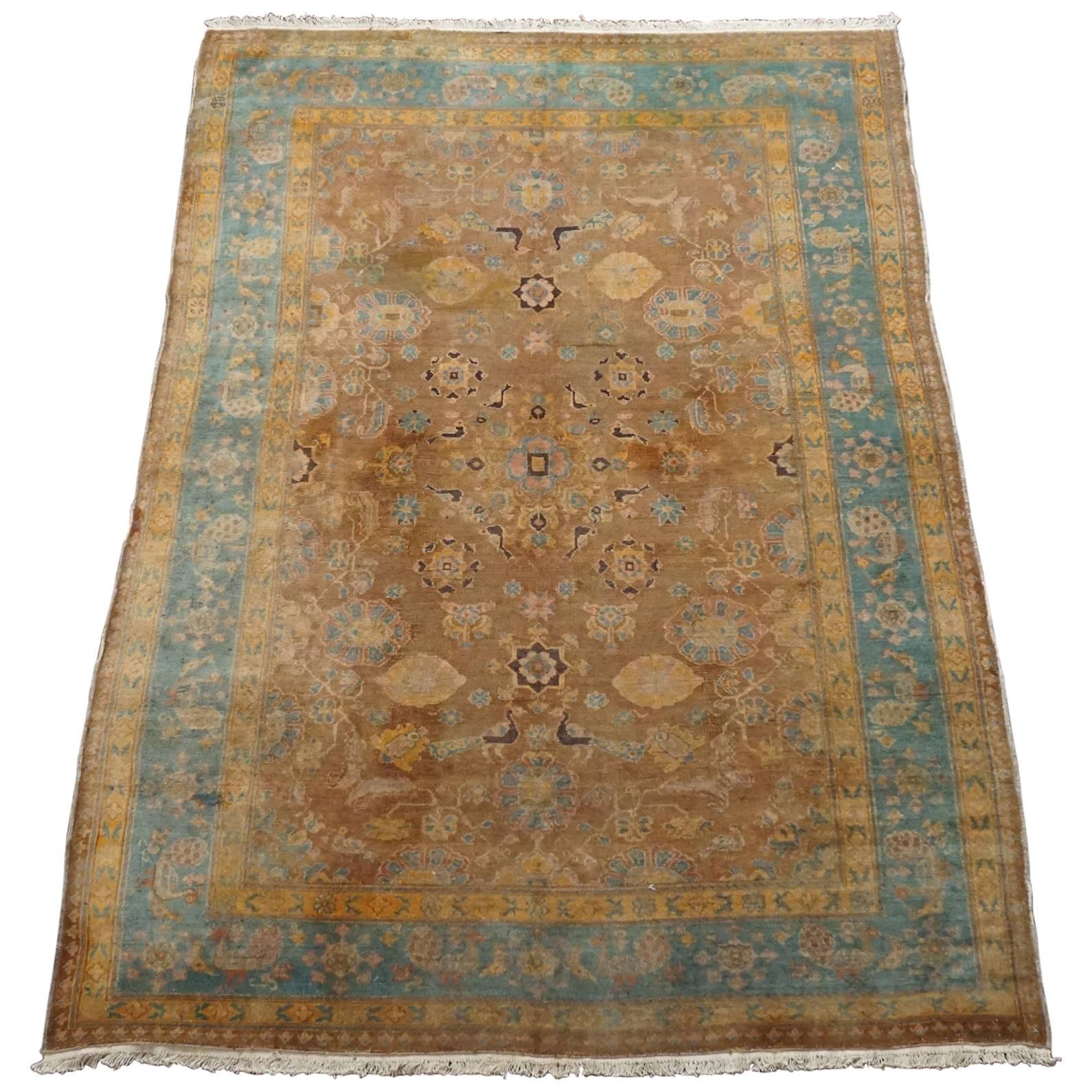 Brown Indian Agra Rug, circa 1890 For Sale